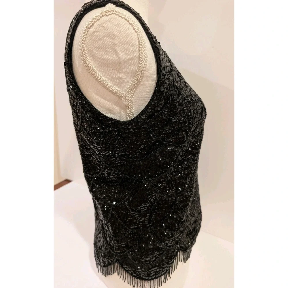 Tank Top Women's Vintage Wool Beaded Sequins Made in Hong Kong Size Medium - Picture 7 of 12